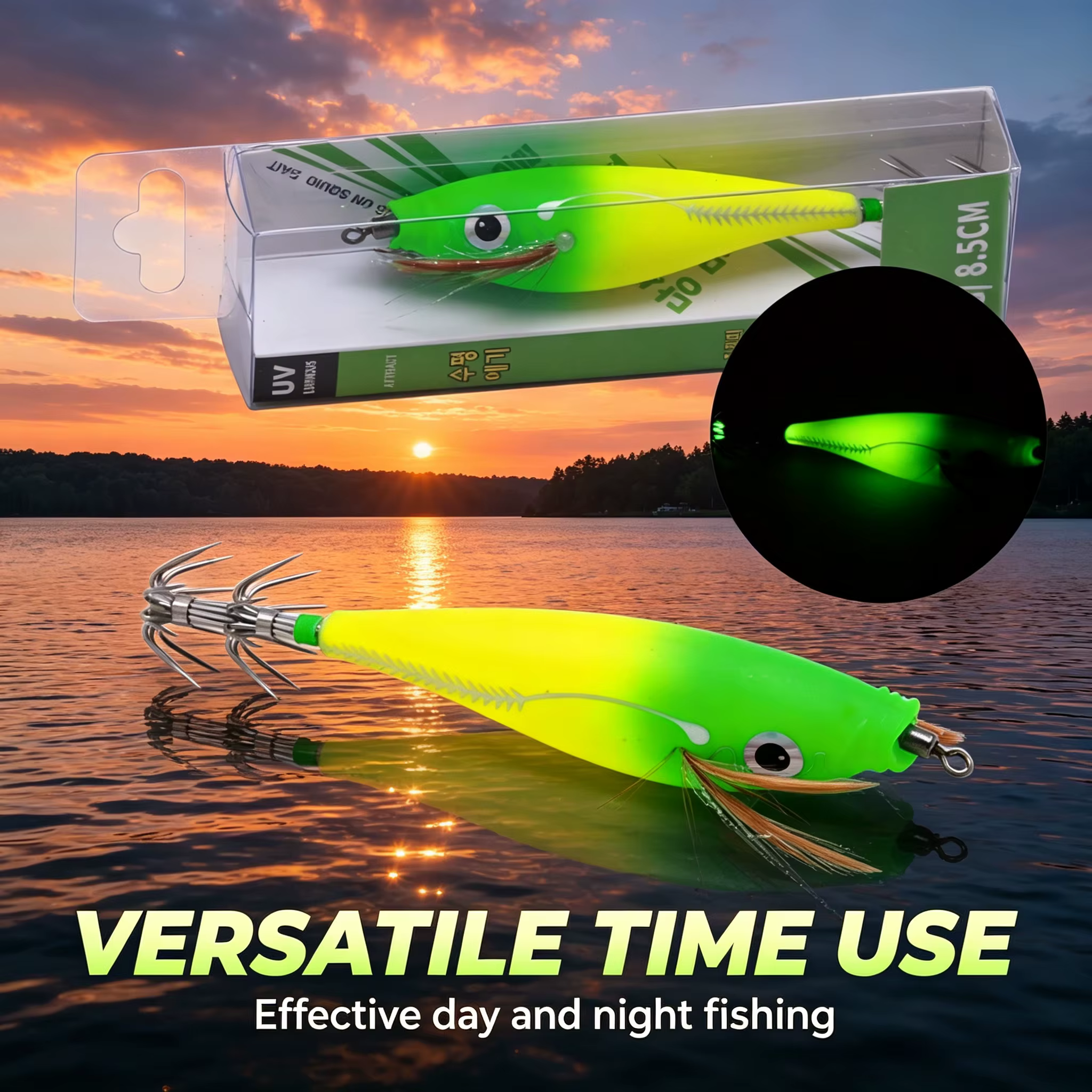 Señuelo duro de calamar luminoso UV para pesca al anochecer - imagen 4