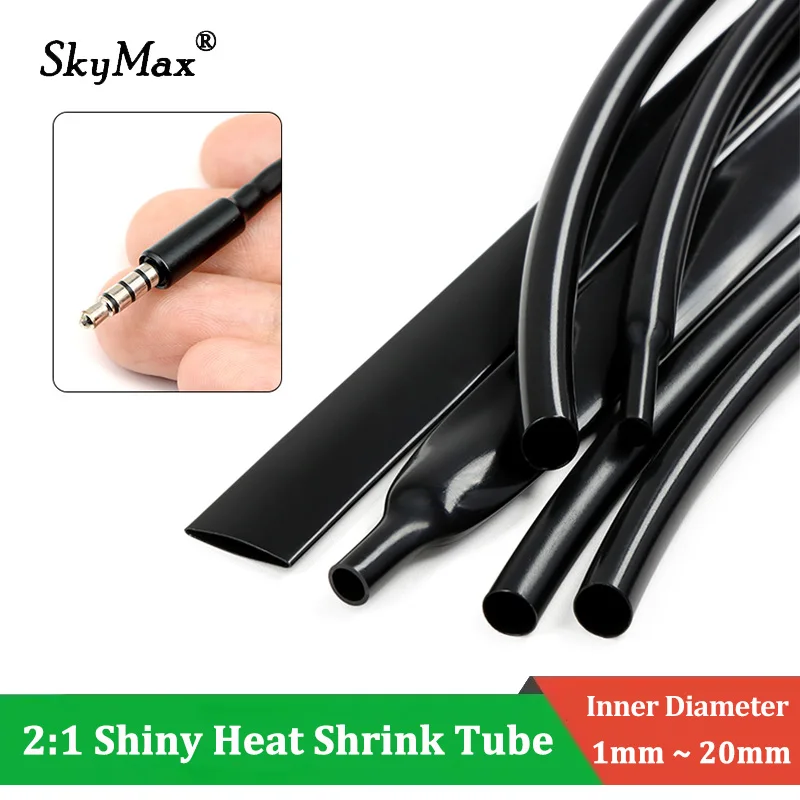 Tubo termorretráctil negro brillante para cables de audio - imagen 2