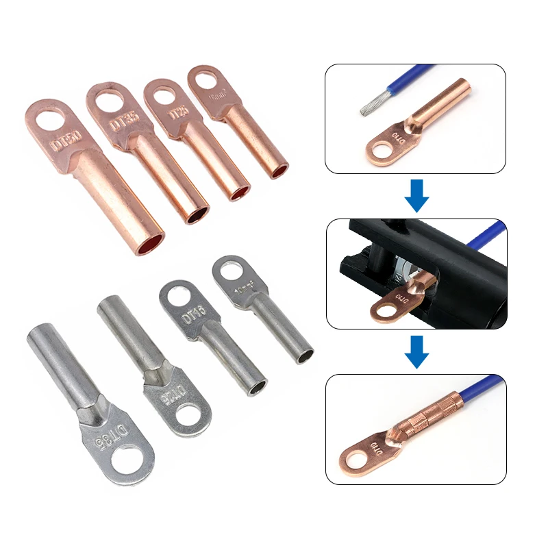 Terminal tubular de cobre estañado para cable, con orificio para perno - imagen 5