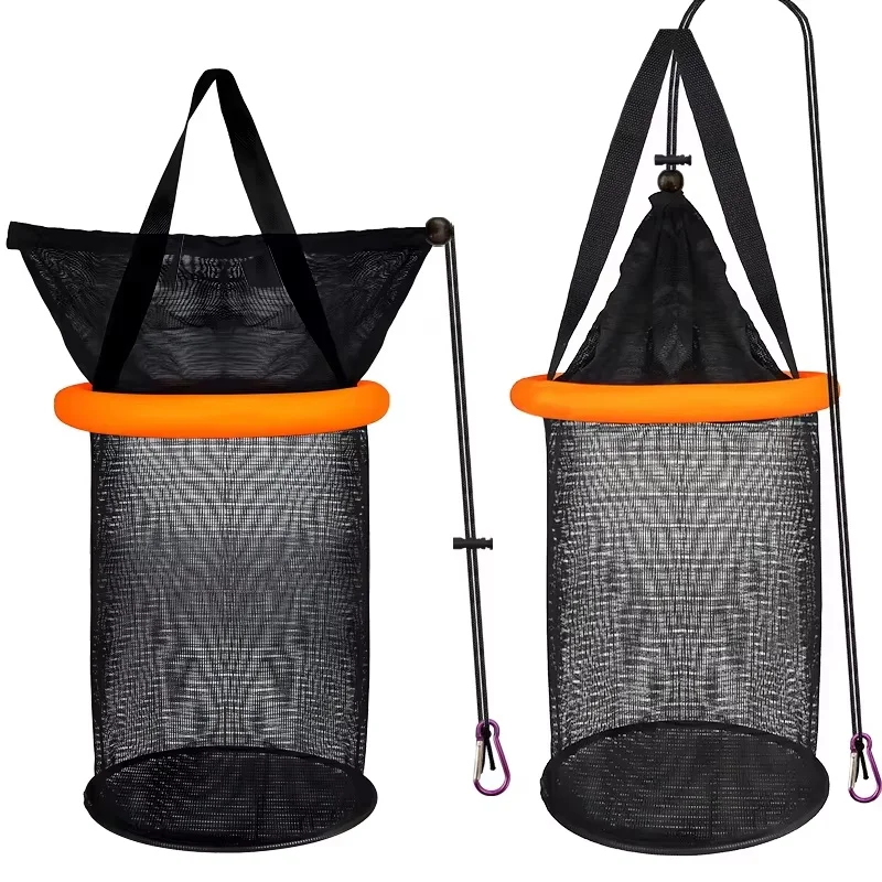 Red de protección portátil para peces con malla naranja-negro - imagen 5