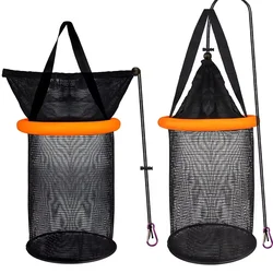 Red de protección portátil para peces con malla naranja-negro