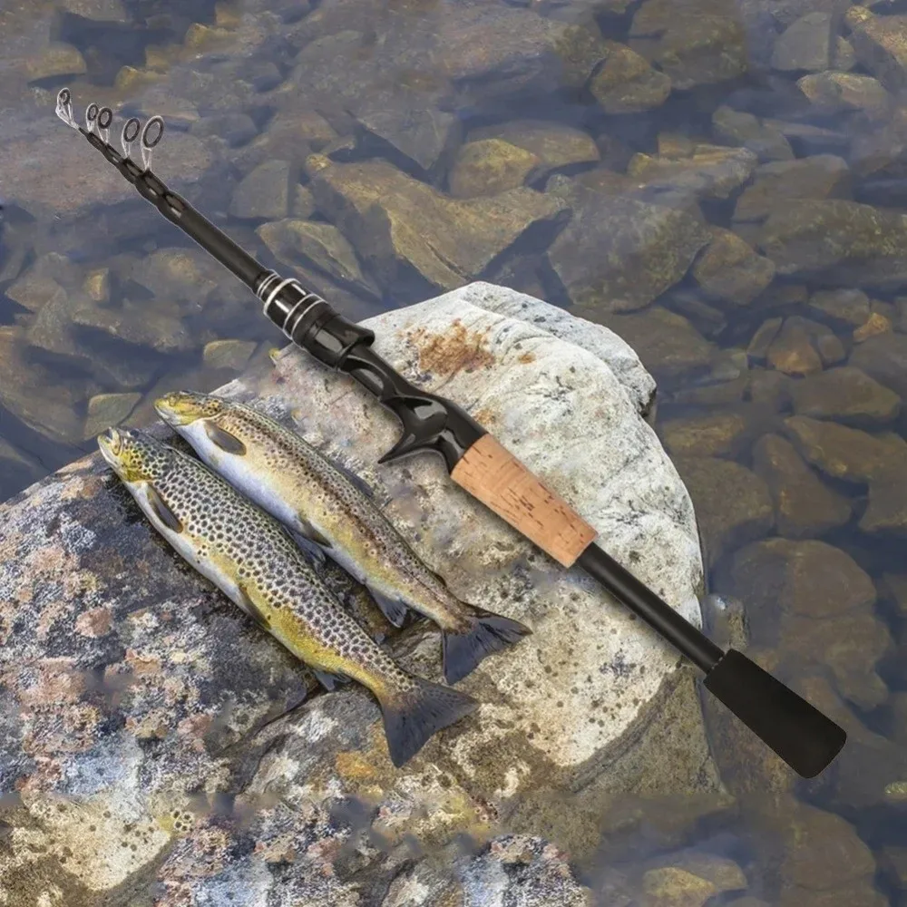 Caña telescópica giratoria portátil ligera para pesca profesional - imagen 2
