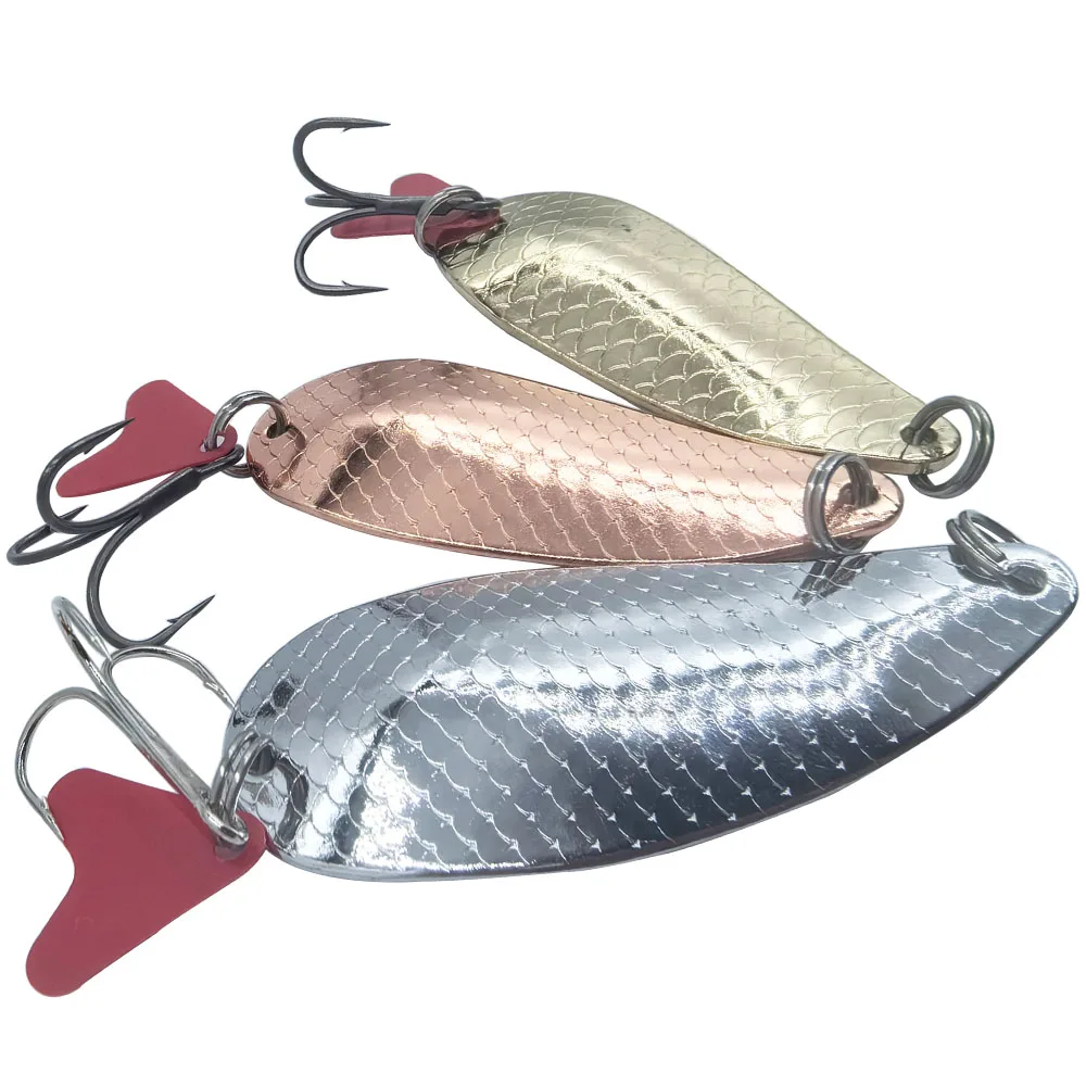 Cucharillas metálicas para trucha y lubina con anzuelo triple - imagen 3