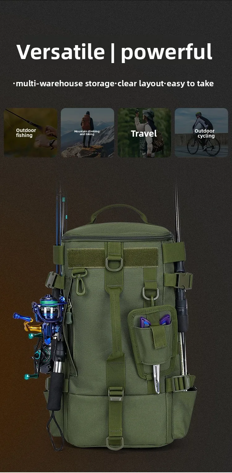 Detalle de la mochila para pesca
