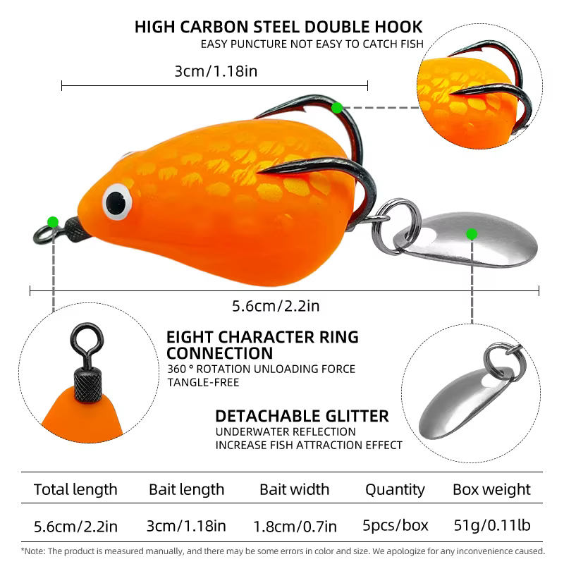 Señuelo Rana ShareShark con Purpurina – Doble Anzuelo para Lubina y Lucio - imagen 4