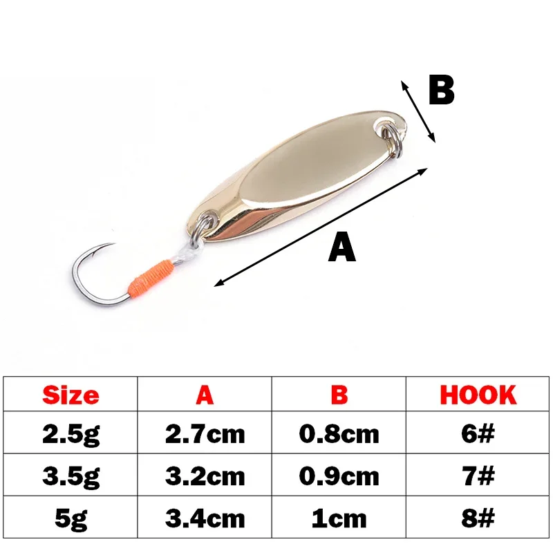 OUTKIT Cuchara metálica cobre 2,5-5g - Señuelo para carpa con anzuelo rojo - imagen 3