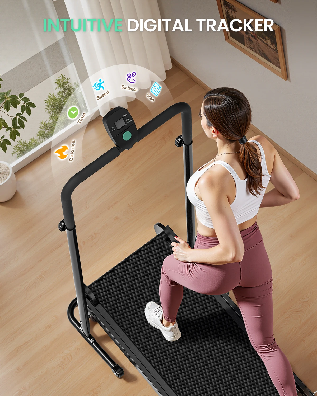 Caminadora inclinada Akluer con doble volante y pantalla LCD - imagen 3