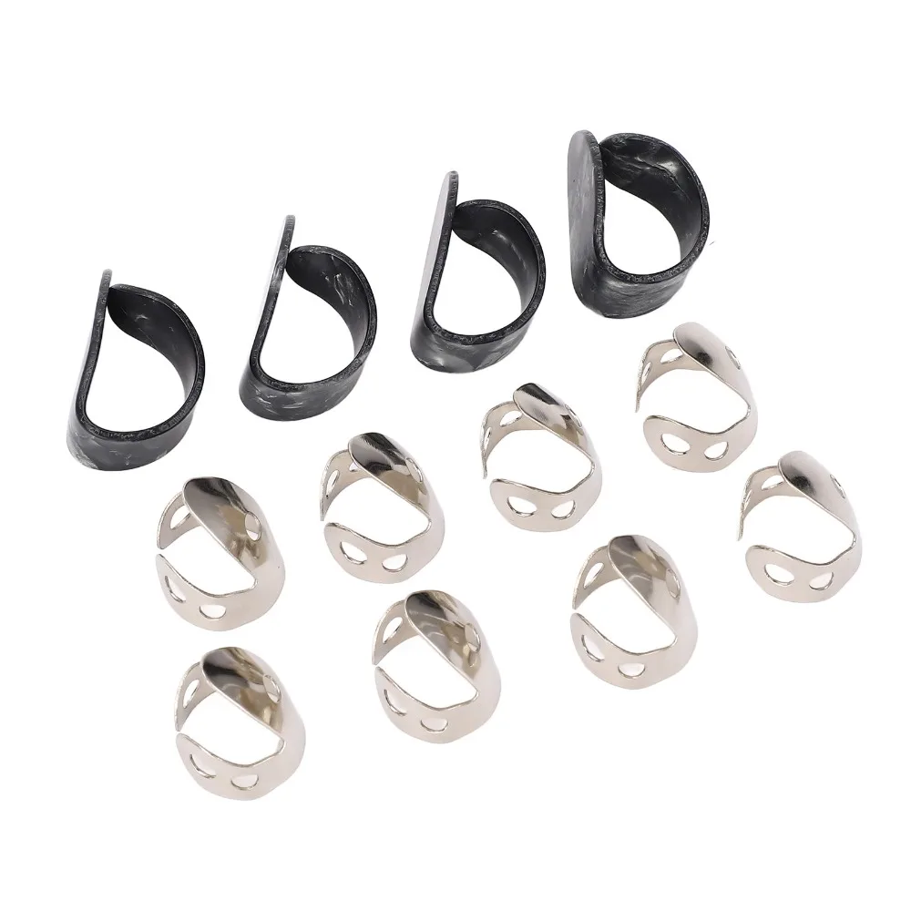 Set de púas de bajo ajustables metal-celuloide plata y negro - imagen 5
