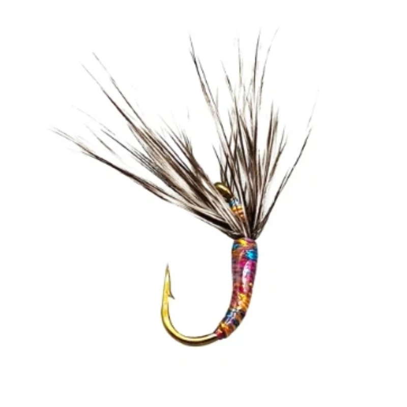 Anzuelos dorados con púas tipo pluma de garza para corrientes - imagen 3