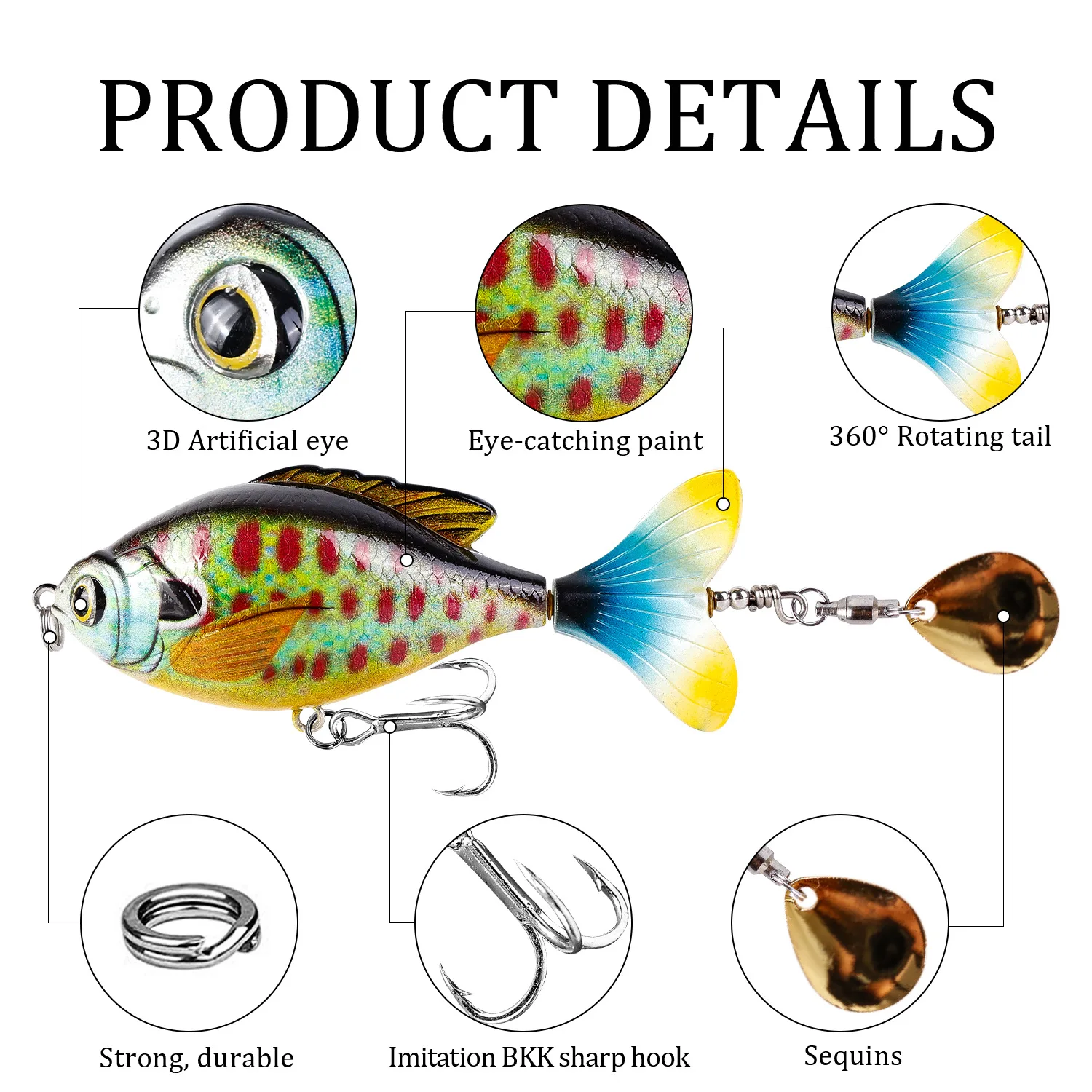 Whopper Popper plopper topwater duro con cola giratoria - imagen 4