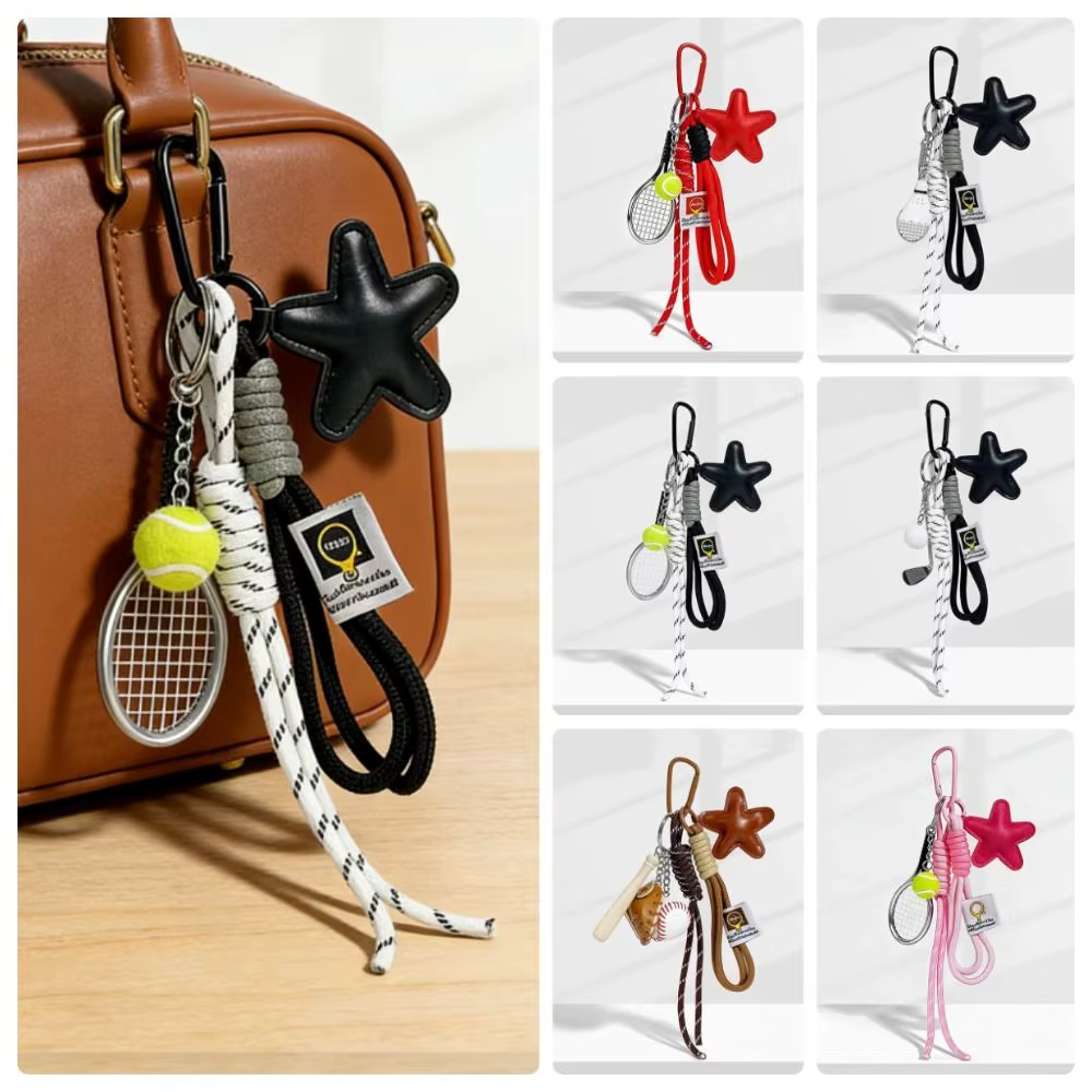 Llavero de cuero multicolor con estrella para mochila y equipaje - imagen 3