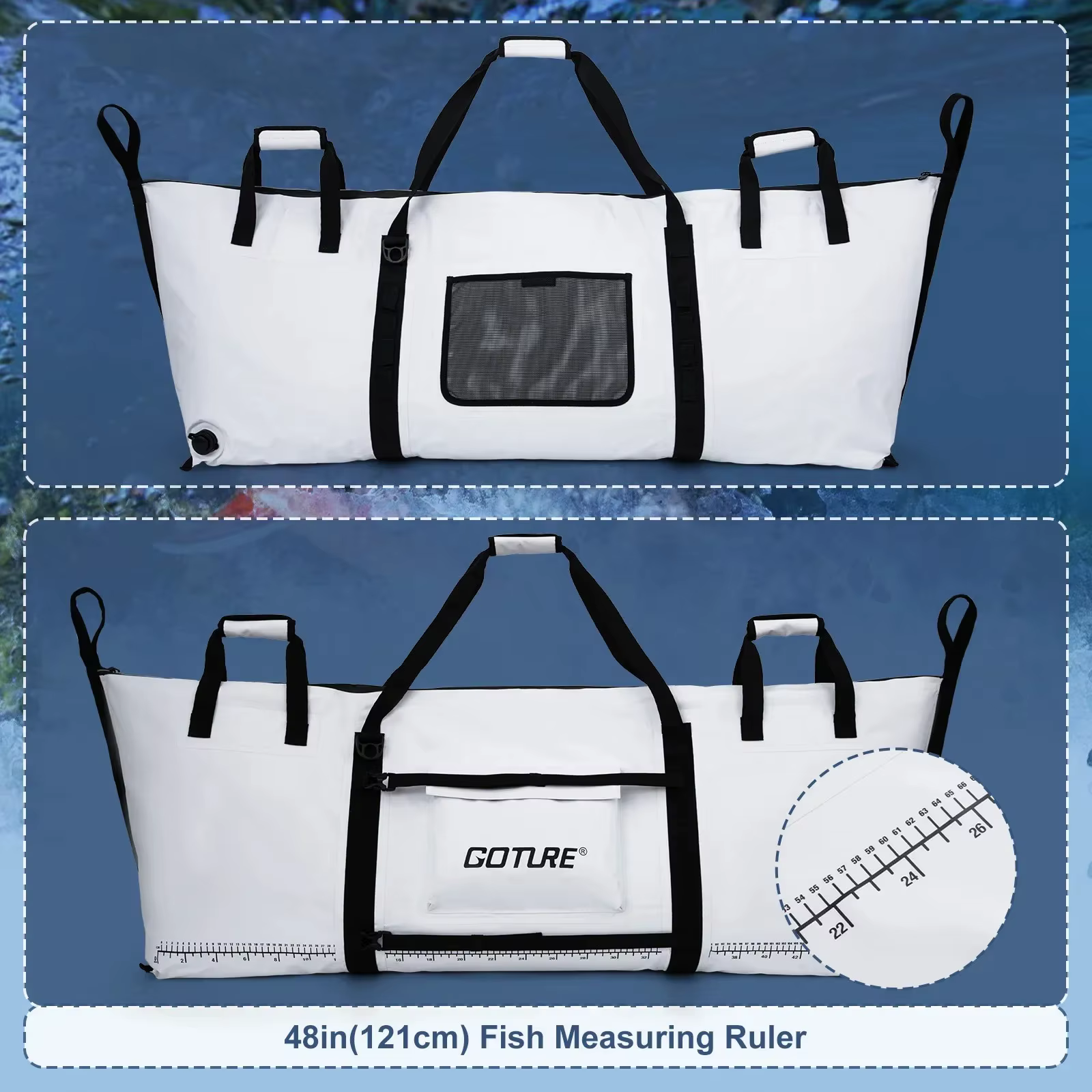 Nevera de pesca Goture impermeable PVC 500D con regla medición - imagen 2