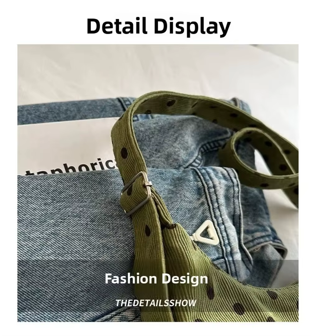 Bolso en color negro con diseño de lunares, mostrado en contexto de uso urbano