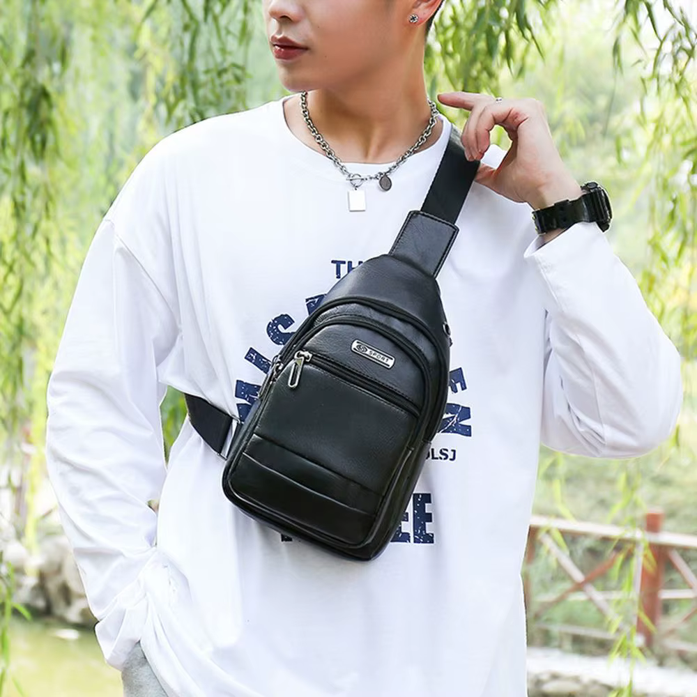 Bolso Bandolera Cuero para Pesca – Multiusos con Cremallera - imagen 4