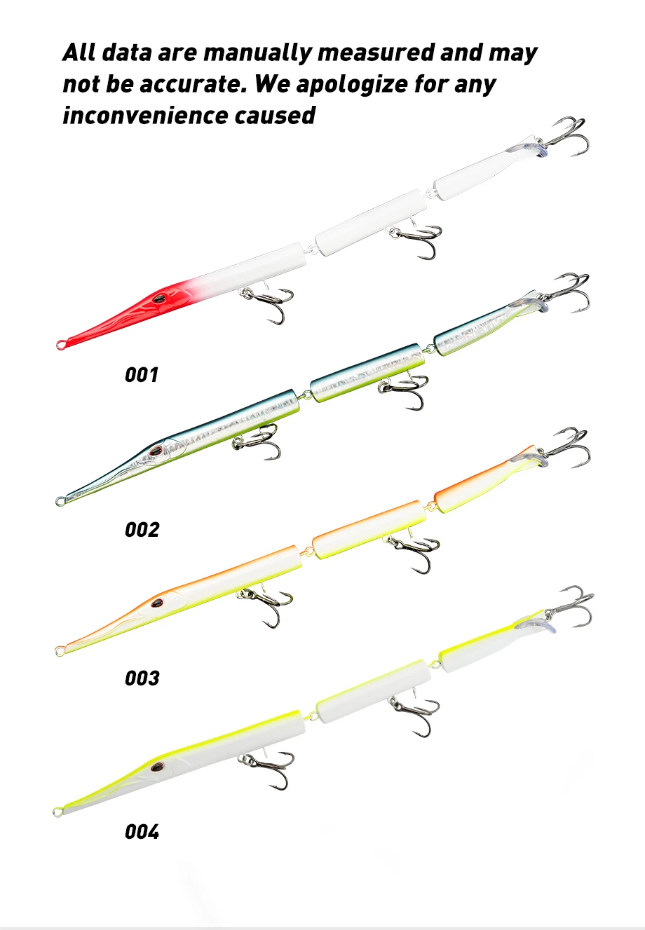 Anzuelos triples del señuelo de pesca tipo lápiz