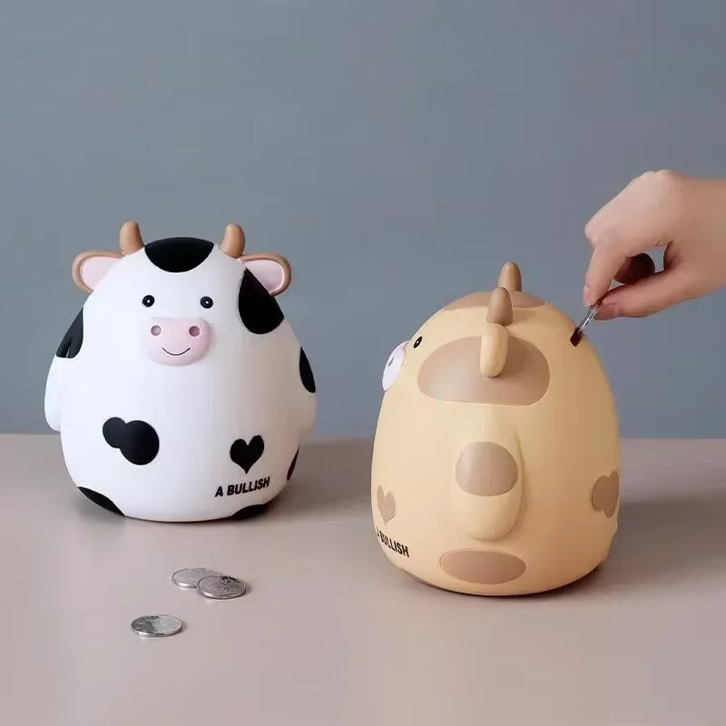 Hucha de resina con forma de vaca y becerro – Regalo infantil - imagen 2