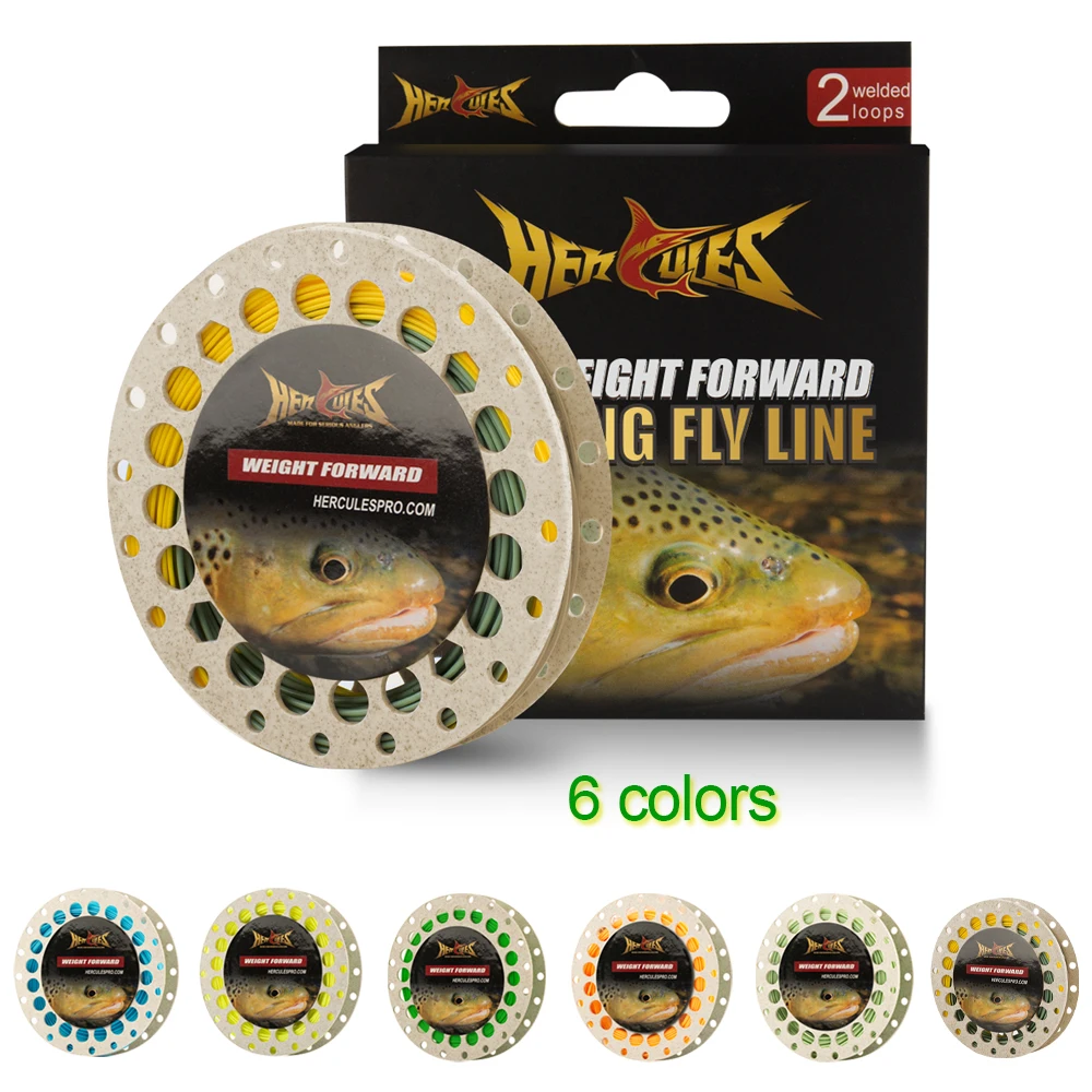 Línea de mosca Hercules WF flotante – Doble bucle soldado amarillo fluorescente