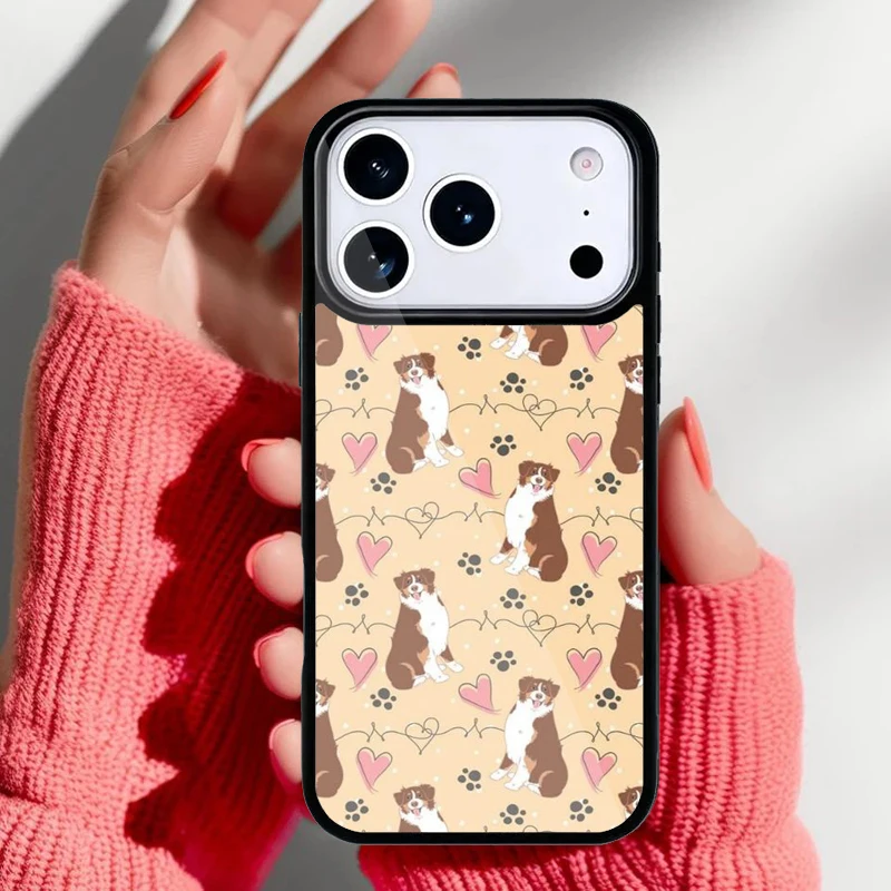 Detalle del diseño de Pastor Australiano en funda de teléfono