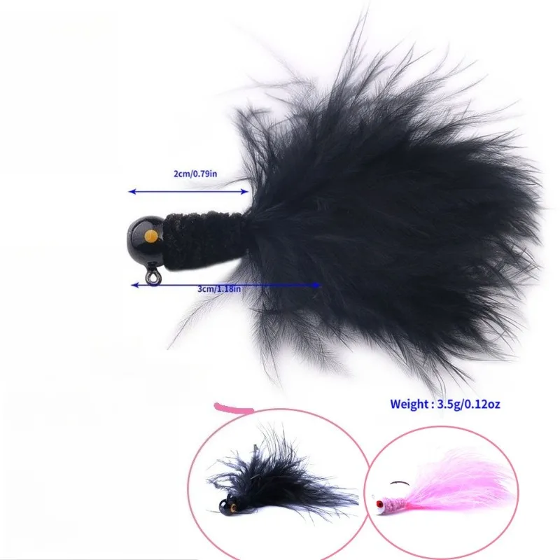 Jig Head de plomo biónico con plumas y pelo largo - imagen 3