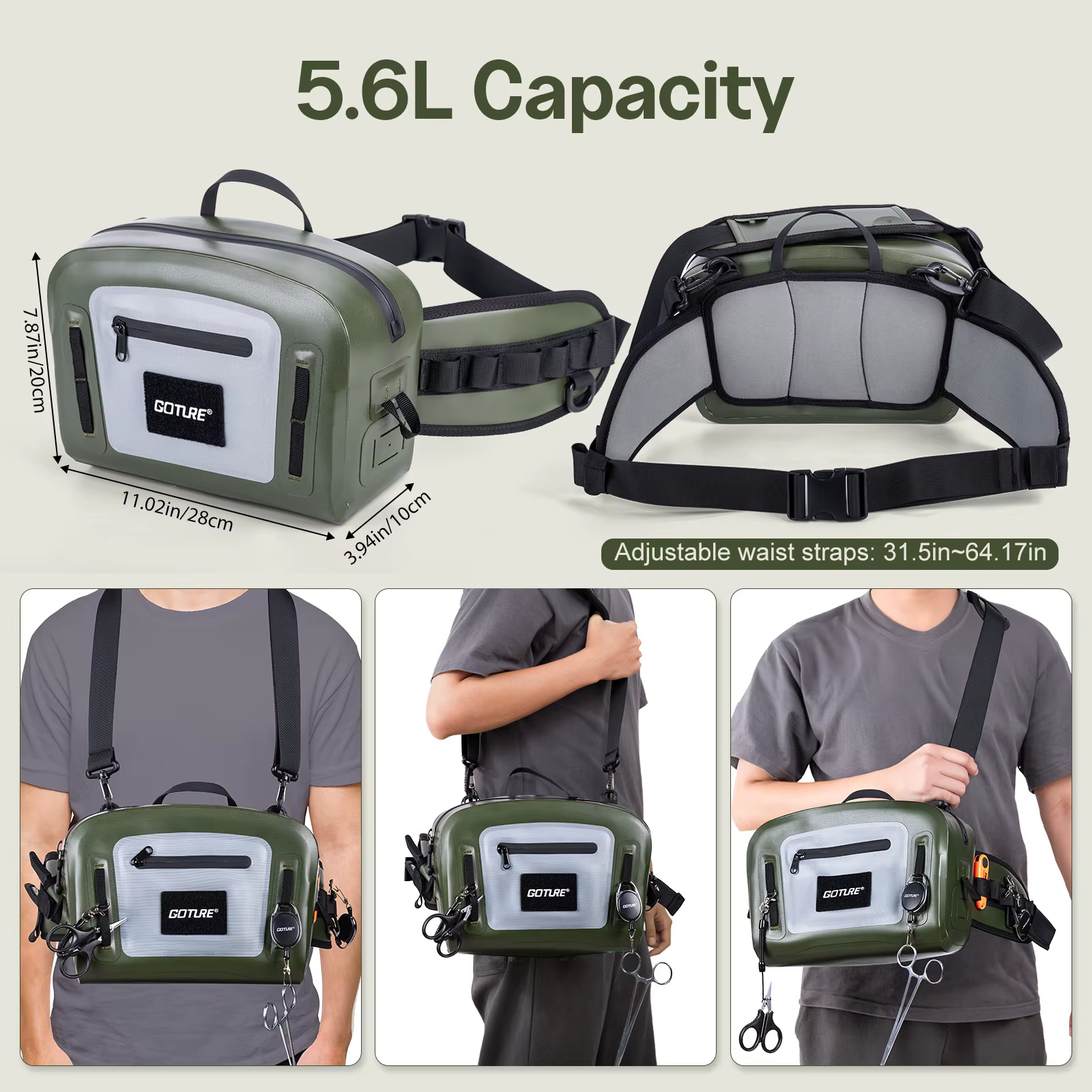 Goture Bolsa Pesca Impermeable con Mosca Cierre Hermético Portátil - imagen 4