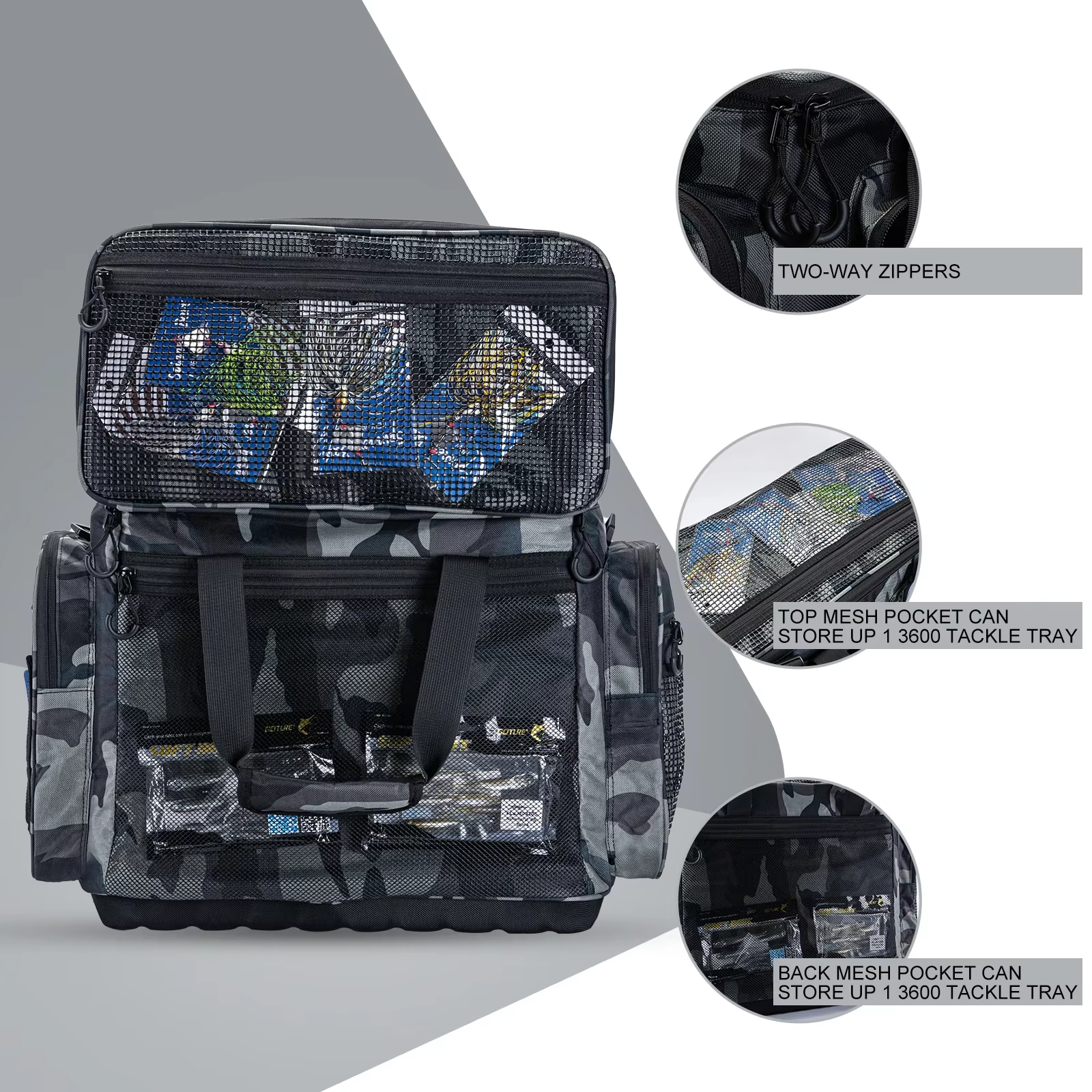 Bolsa de pesca Goture montada y lista para una salida de pesca al aire libre