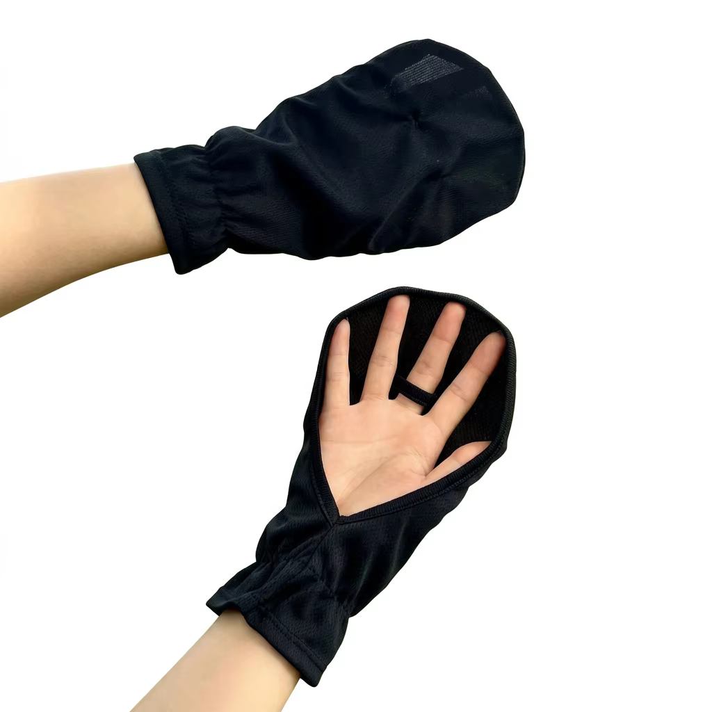Guantes sin dedos de seda helada para mujer en negro