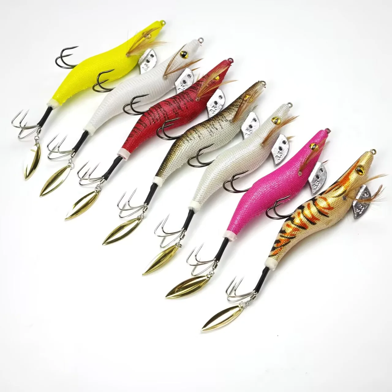 Egi Squid Jig con hoja Willow y doble anzuelo luminoso nocturno - imagen 2