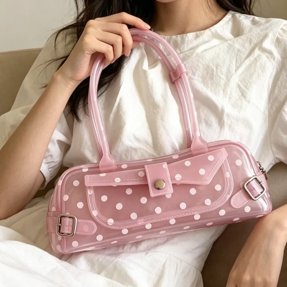 Bolso PVC transparente lunares mini impermeable con asa para playa - imagen 4