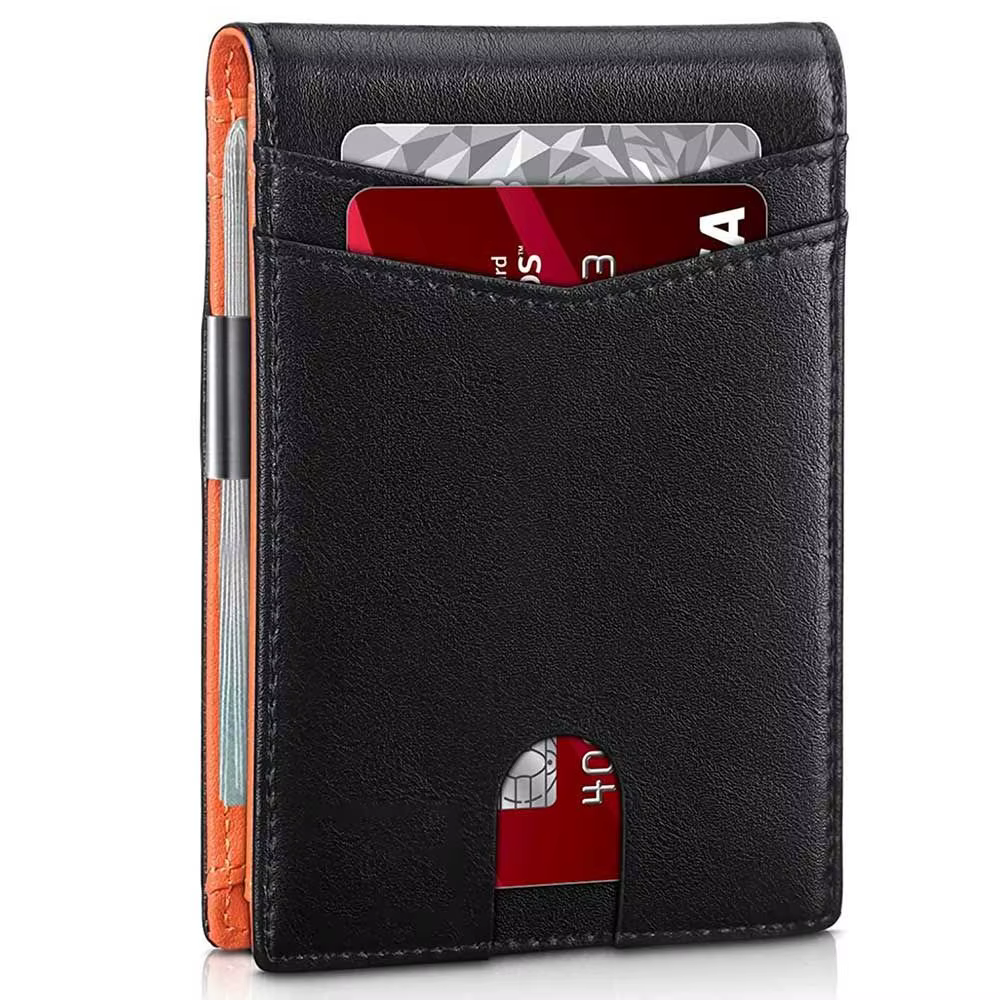 Cartera delgada con bloqueo RFID, clip y bolsillo frontal