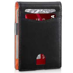 Cartera delgada con bloqueo RFID, clip y bolsillo frontal
