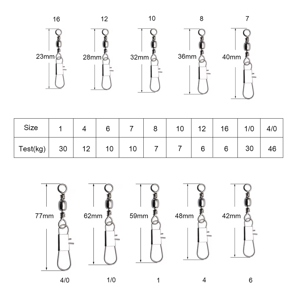 Eslabones Giratorios de Pesca con Conector Rápido – Acero Inoxidable