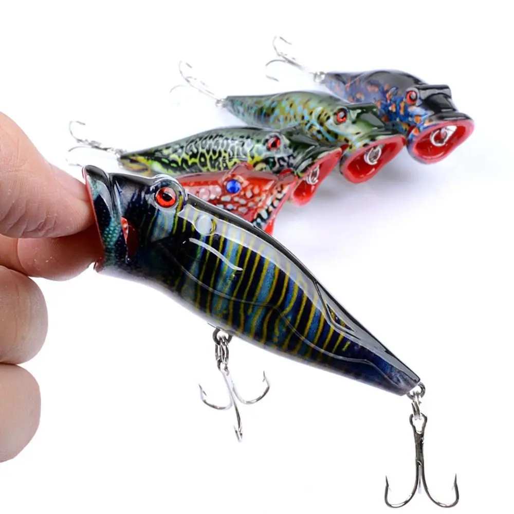 Crankbait Popper de cebo duro a rayas con anzuelo y puntos - imagen 4