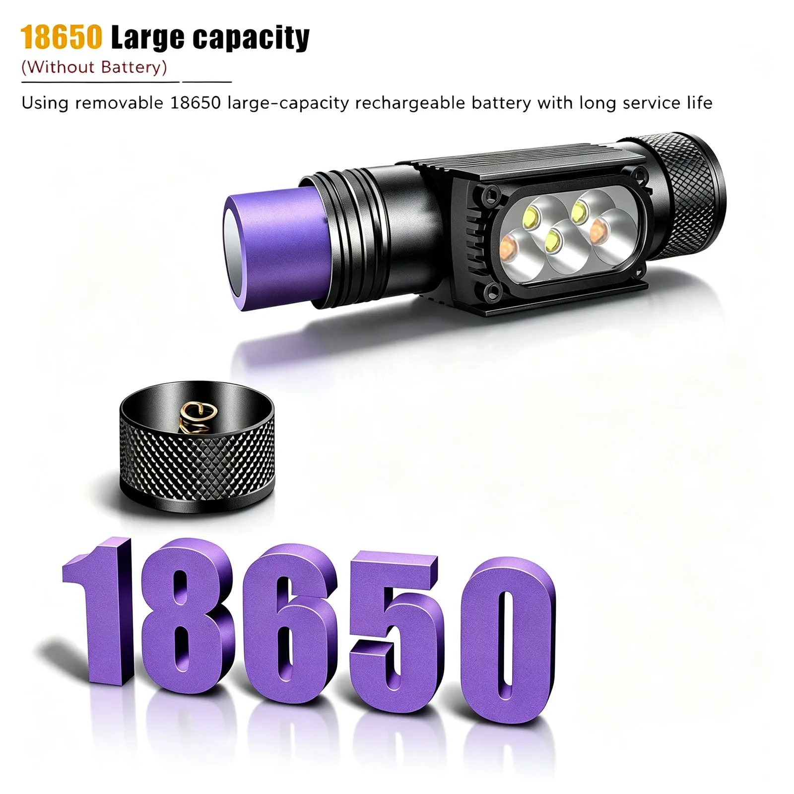 Linterna LED cabeza USB para pesca nocturna – Luz doble - imagen 5