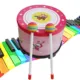 Tambor de piso de madera infantil con dibujos animados y baquetas - imagen 4