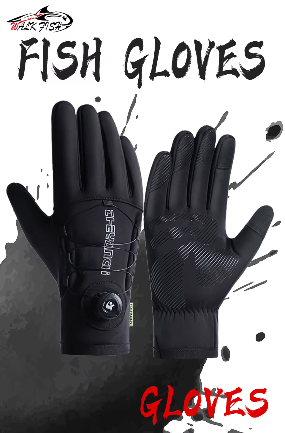 Guantes WALK FISH negros invierno