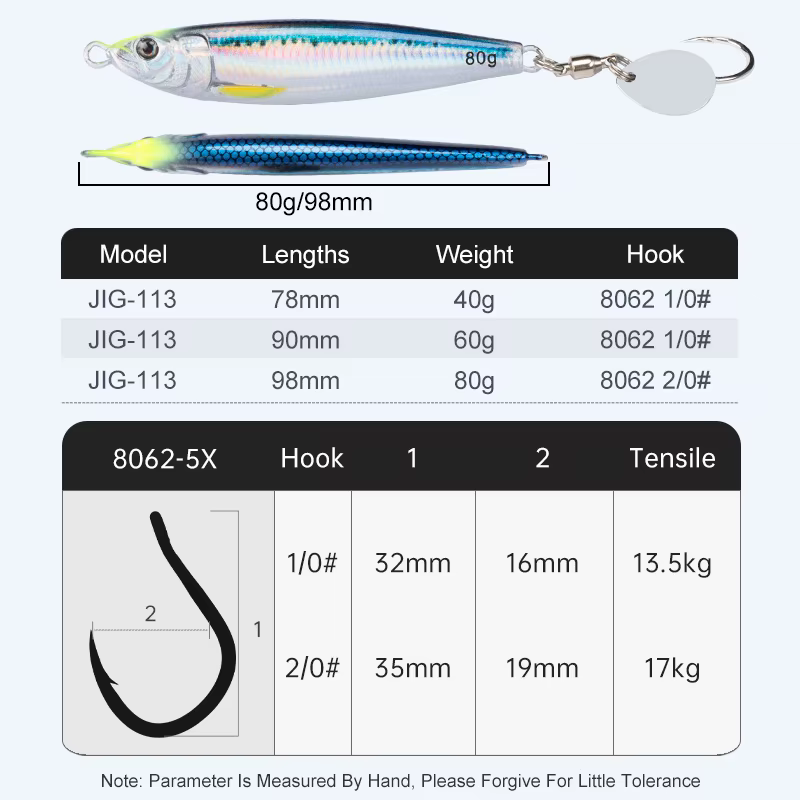 Jig Head Teaser J113 40g 80g – Señuelo metal luminoso para lubina - imagen 3