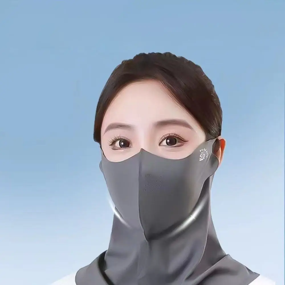 Máscara facial anti-UV pesca de seda hielo transpirable UPF50+ cuello - imagen 2