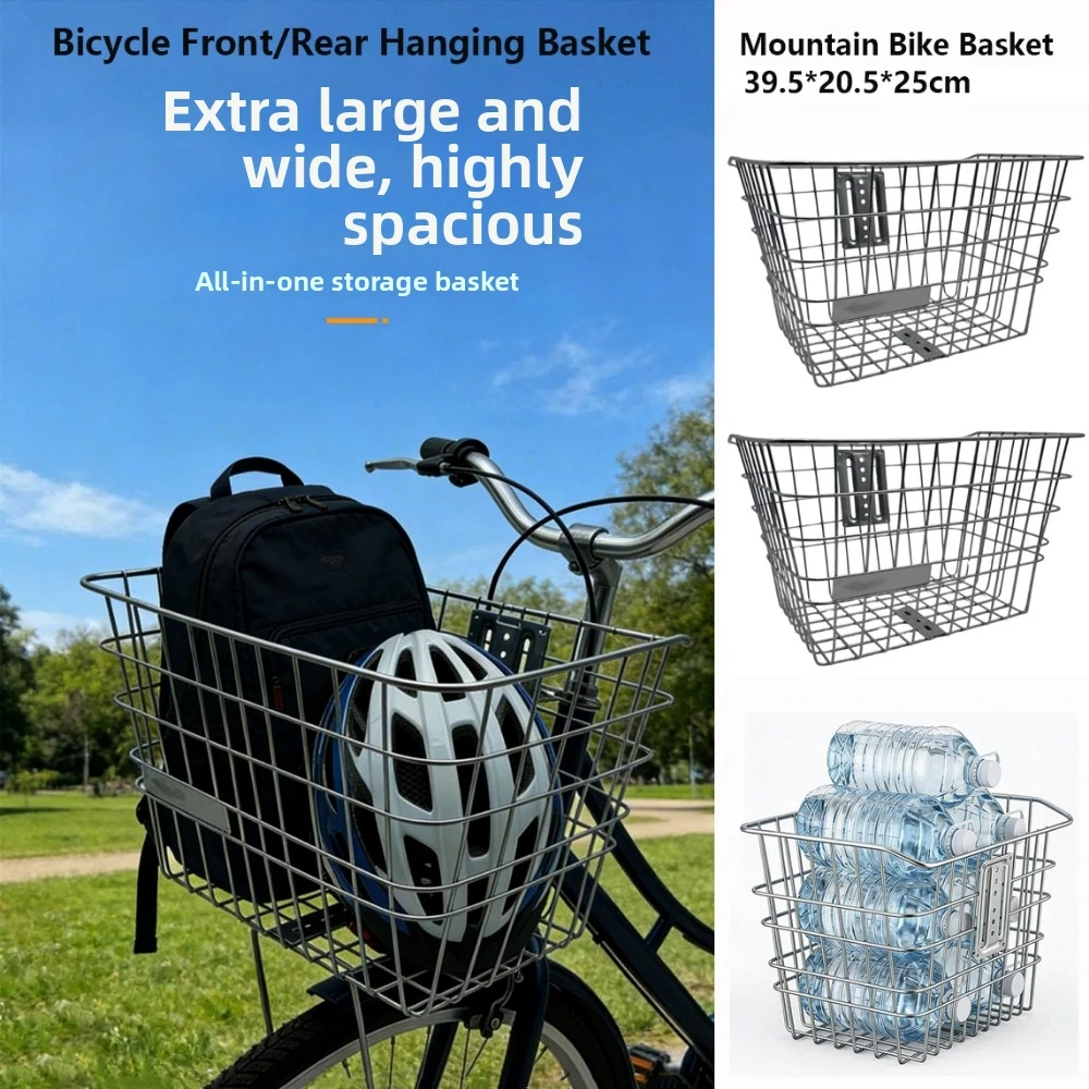 Cesta trasera bicicleta metal ajustable plateada fija y duradera - imagen 4