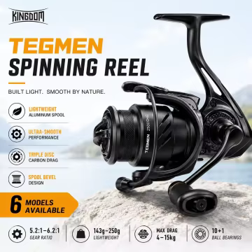Carrete de Pesca Kingdom Tegmen – Freno Potente para Pesca Deportiva
