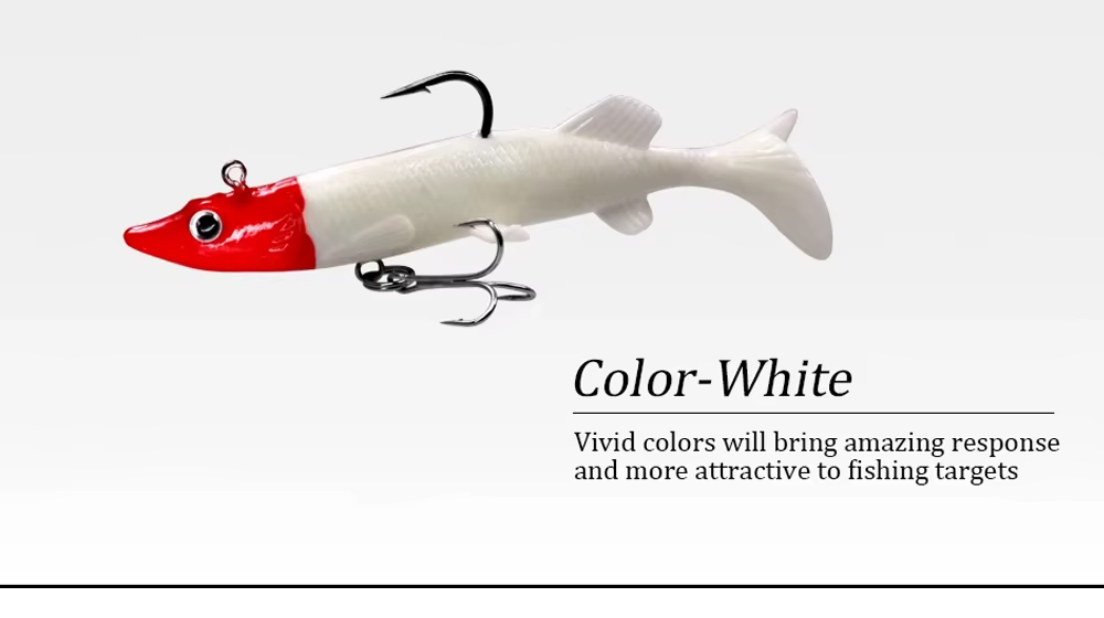 Variedad de colores en señuelos de goma para pesca