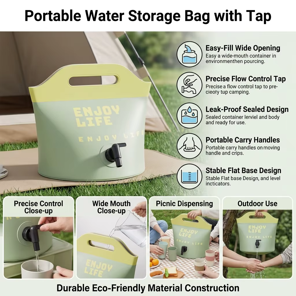 Garrafa Agua Plegable para Pesca – Contenedor Portátil Duradero - imagen 3
