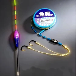 Set de anzuelos pre-atados de PE para pesca con flotador doble
