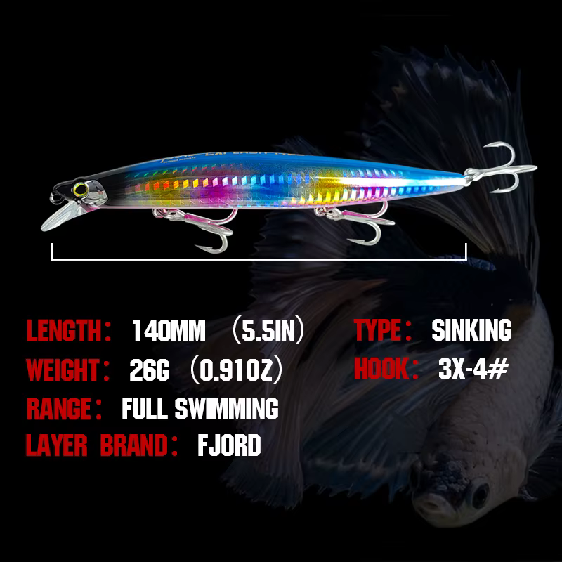 FJORD 140S Señuelo Tungsteno Lubina – Imitación de Pececillo para Mar - imagen 3