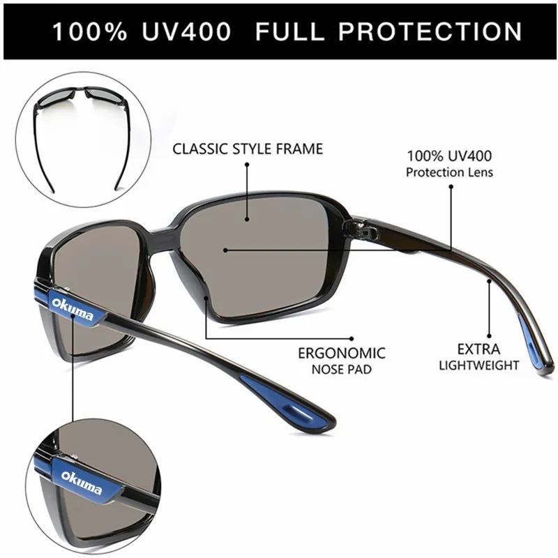 Gafas de sol polarizadas cuadradas Okuma – para pescar y conducir - imagen 2