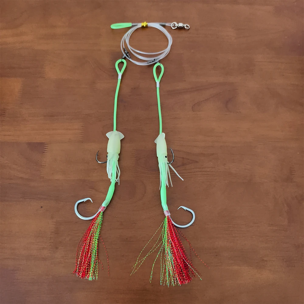 Aparejo multi anzuelo 4 con señuelo calamar luminoso – 130cm para aguas profundas - imagen 4
