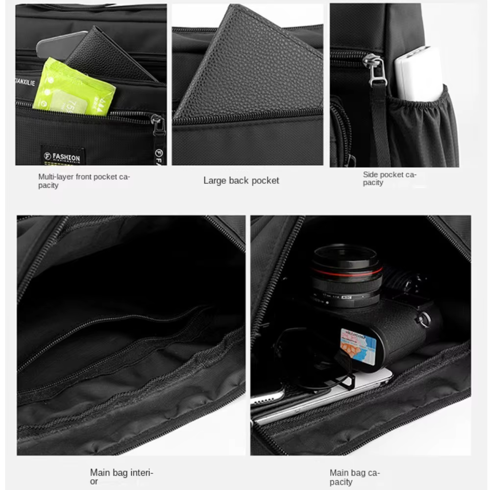 Bolso Bandolera Nylon Cuadrada Gran Capacidad con Cremallera – Unisex - imagen 2