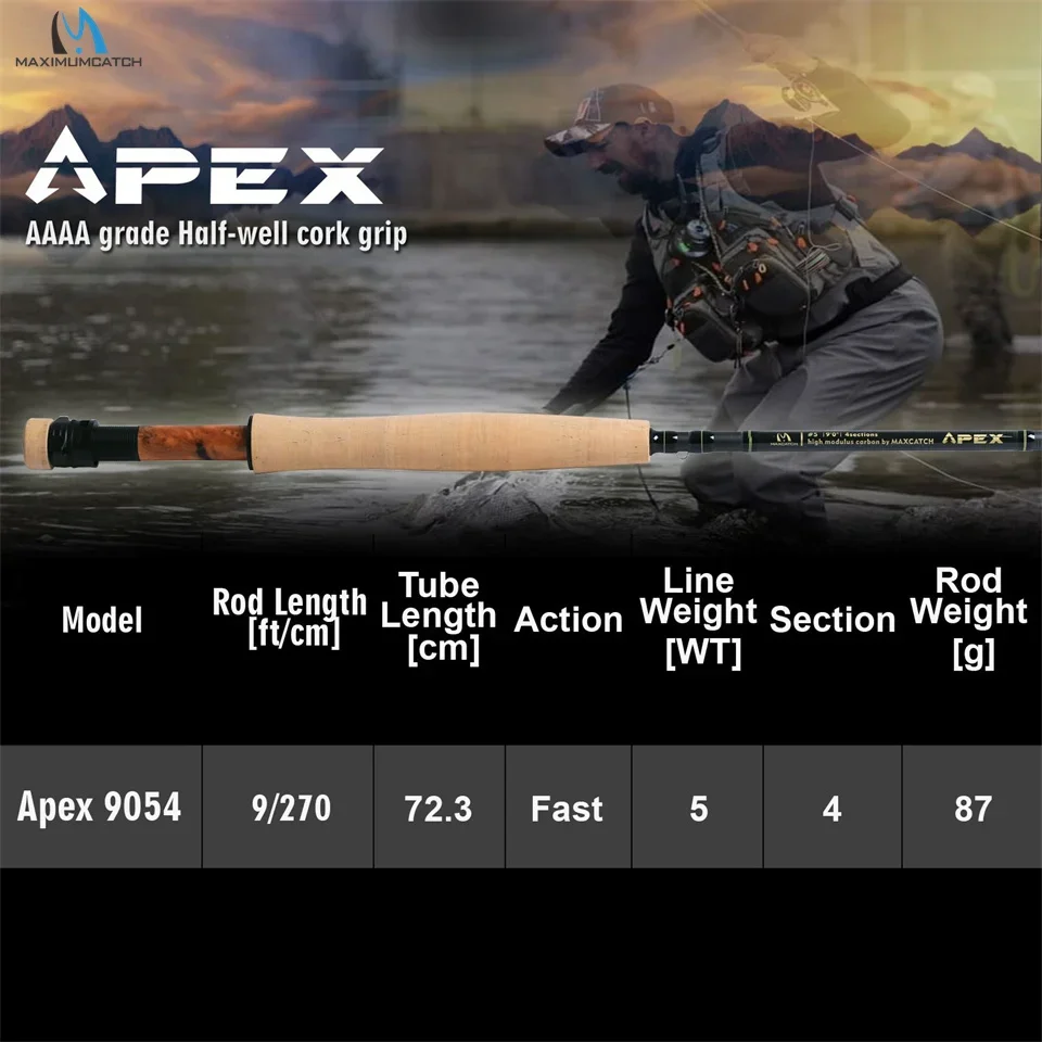 MAXCATCH APEX Caña de mosca para trucha, acción rápida en agua dulce - imagen 4