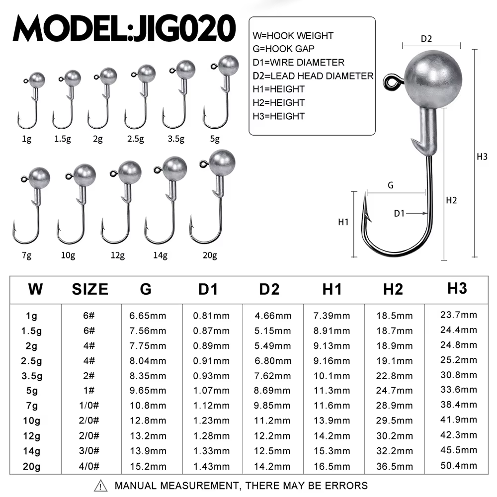 Anzuelos Jig Head con púas y bola redonda 1-20g para vinilo - imagen 2