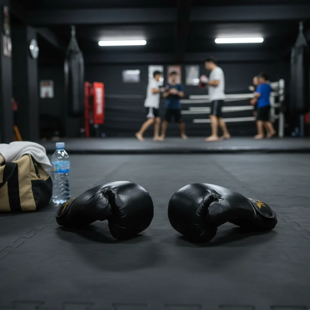 Guantes de boxeo para principiantes en entrenamiento