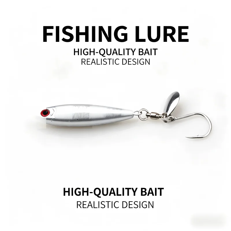 Señuelo jigging lanzado lento metal con pluma giratoria y anzuelo único - imagen 5